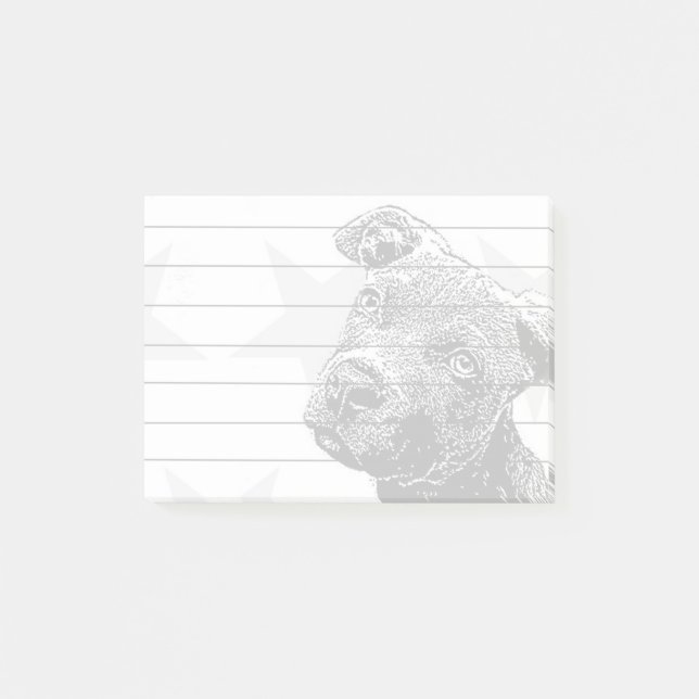 Bloco De Notas Notas de post-it do filhote de cachorro de Pitbull (Frente)