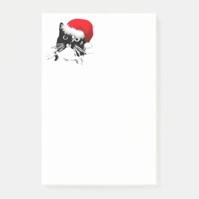 Bloco De Notas Notas de post-it do gato do papai noel (Frente)