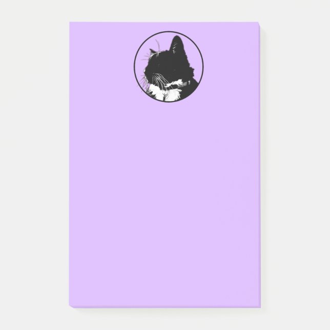 Bloco De Notas Notas de post-it do gato preto (Frente)