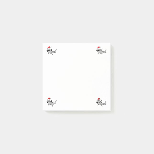 Bloco De Notas Notas de post-it do tubarão do papai noel (Frente)