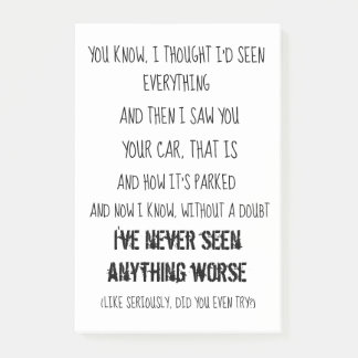 Bloco De Notas Notas de post-it engraçadas do estacionamento