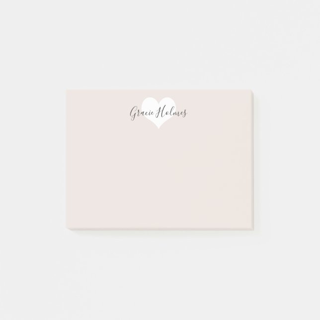 Bloco De Notas Notas de post-it personalizadas do coração (Frente)