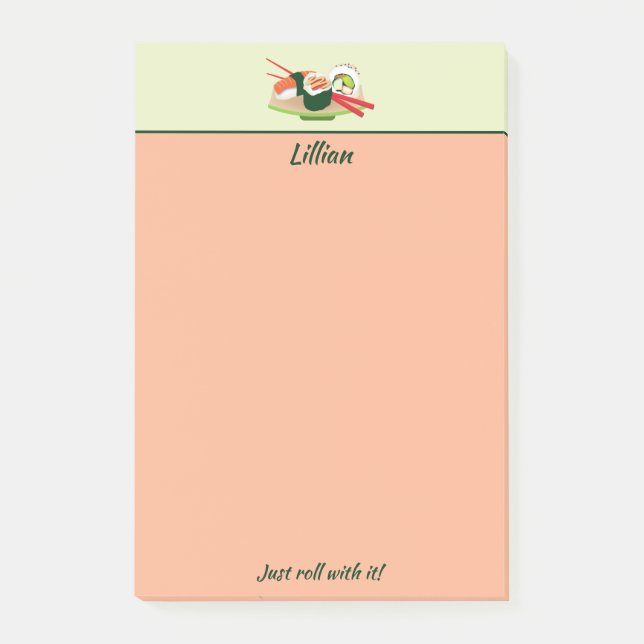 Bloco De Notas Notas de post-it personalizadas do sushi (Frente)