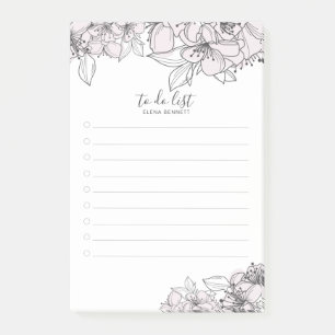 Bloco De Notas Notas de Posto Botânico das Flores Desenhadas à Mã