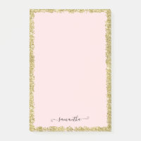 Notas de Posto cor-de-rosa e Dourada com brilho