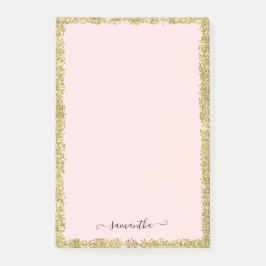 Bloco De Notas Notas de Posto cor-de-rosa e Dourada com brilho
