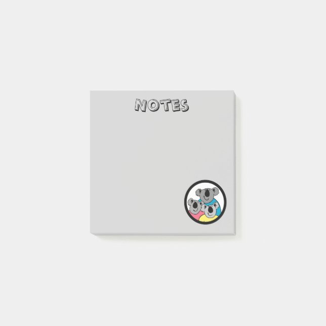 Bloco De Notas Notas de Posto da família Koala Bear (Frente)