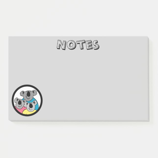 Bloco De Notas Notas de Posto da família Koala Bear (Frente)