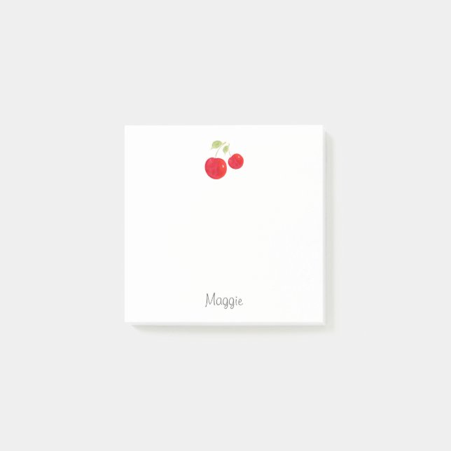 Bloco De Notas Notas de Posto de Cerejas de Aquarela (Frente)