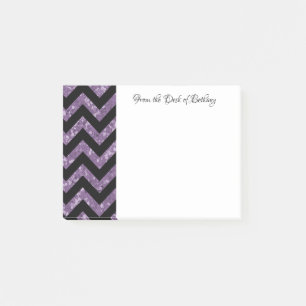 Bloco De Notas Notas de Posto de Chevron com Glitter Roxo