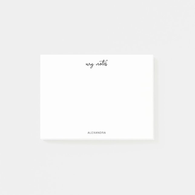 Bloco De Notas Notas de Posto de Nome de Script Simples (Frente)