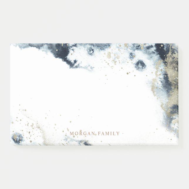 Bloco De Notas Notas de Posto de Ondas Douradas de Aquarela Ondas (Frente)