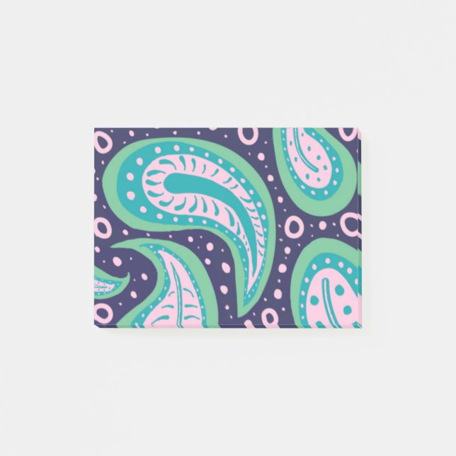Bloco De Notas Notas de Posto de Paisley personalizáveis (Frente)