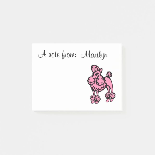 Bloco De Notas Notas de Posto de Poodle Rosa Personalizado (Frente)