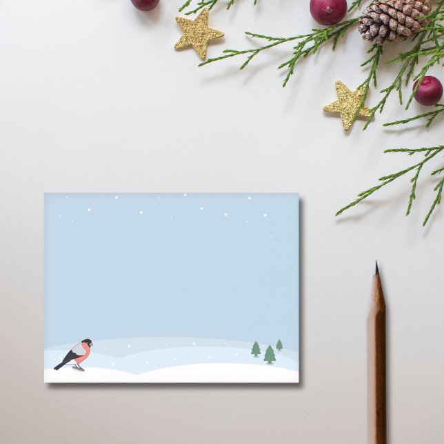 Bloco De Notas Notas de Posto do Bullfinch & Snowy Landscape (Bullfinch & Snowy Landscape Notes)