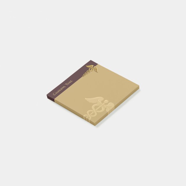 Bloco De Notas Notas de Posto do Caduceus de Cobra Duplo ouro (Inclinado)
