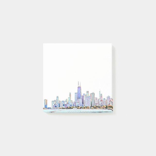 Bloco De Notas Notas de Posto do Chicago Skyline (Frente)
