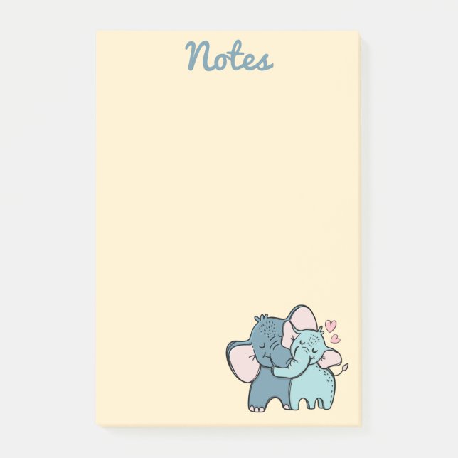 Bloco De Notas Notas de Posto do Elefante Love (Frente)