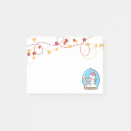 Bloco De Notas Notas de Posto do Pinguim de Natal no Globo de Nev