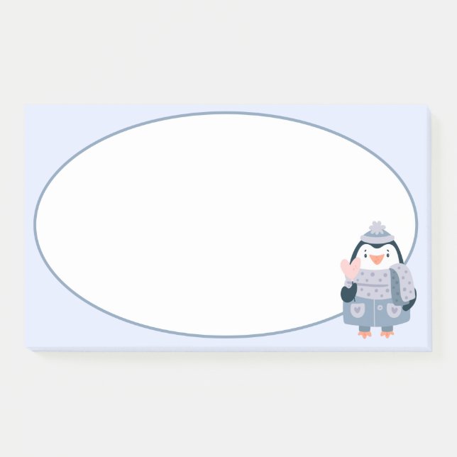 Bloco De Notas Notas de Posto do Pinguim-Inverno (Frente)