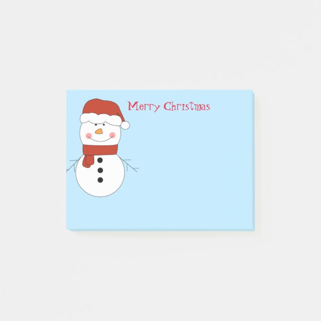 Bloco De Notas Notas de Posto do Snowman de Natal (Frente)