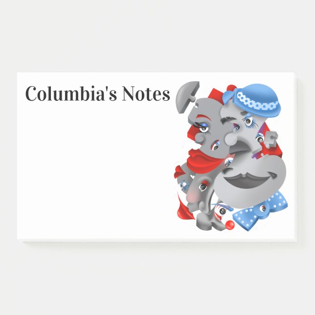 Bloco De Notas Notas de Posto do Surreal Quebra-cabeça Faces (Frente)