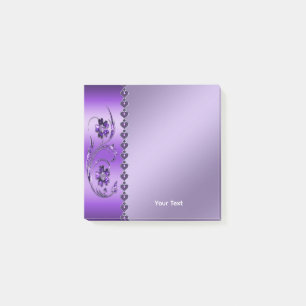 Bloco De Notas Notas de Posto Floral Roxo