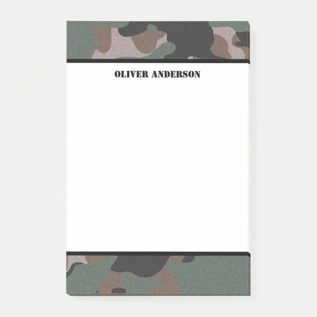 Bloco De Notas Notas de Posto personalizadas da Camo Verde (Frente)
