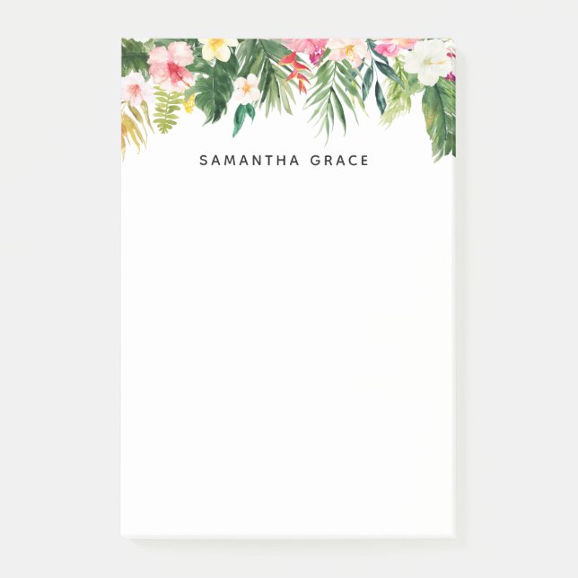 Bloco De Notas Notas de Posto Personalizadas de Folhas Tropicais (Frente)