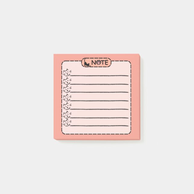 Bloco De Notas Notas de Posto Personalizadas de Gato Preto Cinto (Frente)