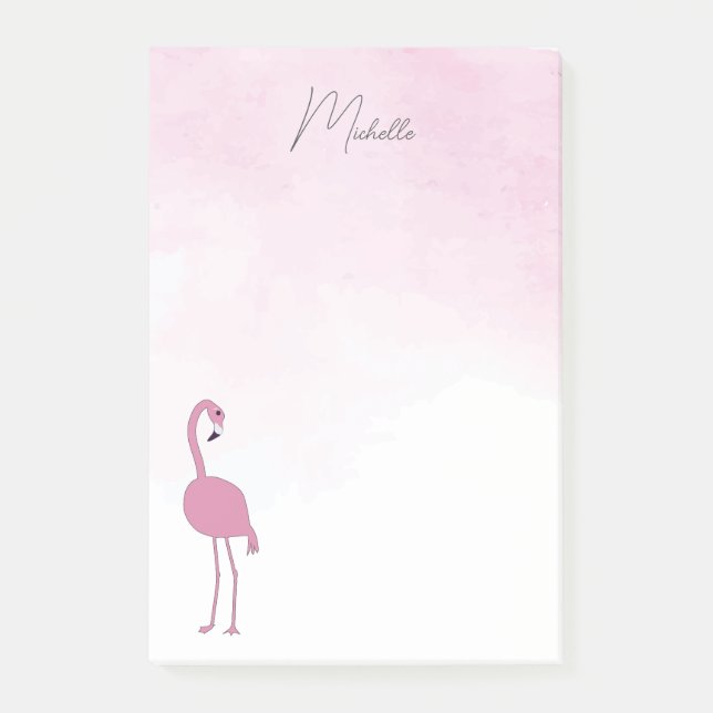 Bloco De Notas Notas de Posto Personalizadas do Flamingos Rosa (Frente)