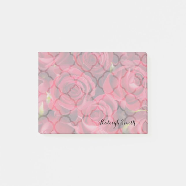 Bloco De Notas Notas de Posto personalizadas do Rosa vermelha (Frente)