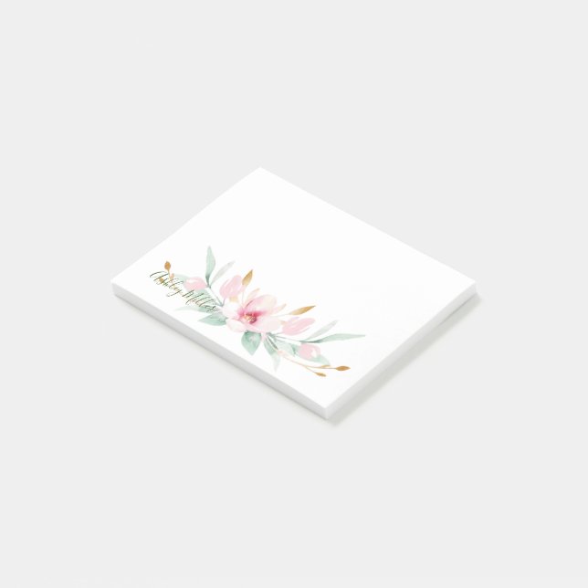 Bloco De Notas Notas de Posto Personalizadas Floral (Inclinado)