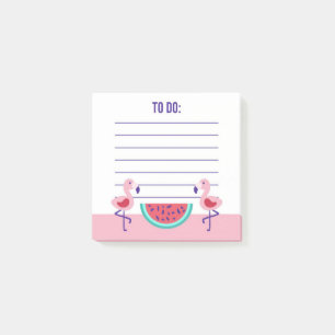 Bloco De Notas Notas de Posto Tropical Flamingo Watermelon