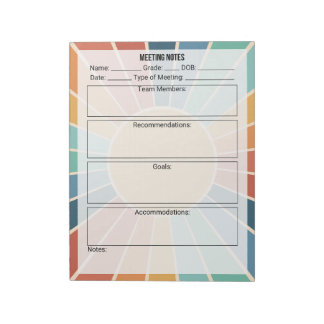 Bloco De Notas Notas de Reunião - Sun
