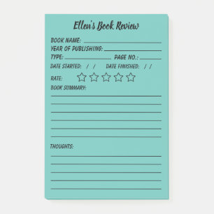 Bloco De Notas Notas de Revisão e Informações do Livro Personaliz