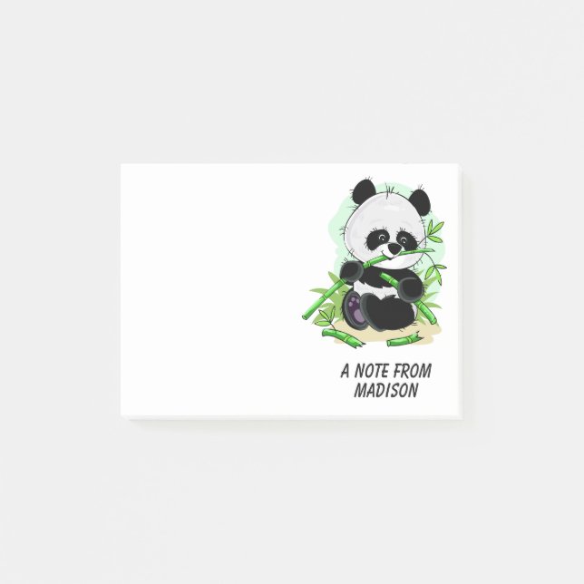 Bloco De Notas Notas de texto personalizadas do Panda em Cubo (Frente)