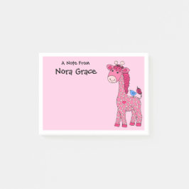 Bloco De Notas NOTAS DE TI POSTADA DE 3"x4" PINK GIRAFFE NOME PER