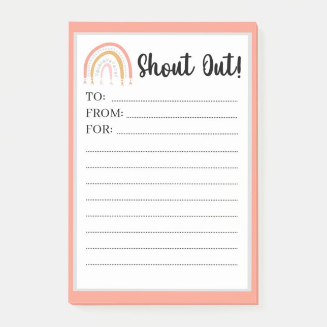 Bloco De Notas Notas do Arco-Íris do Professor Shout Postam Notas (Frente)