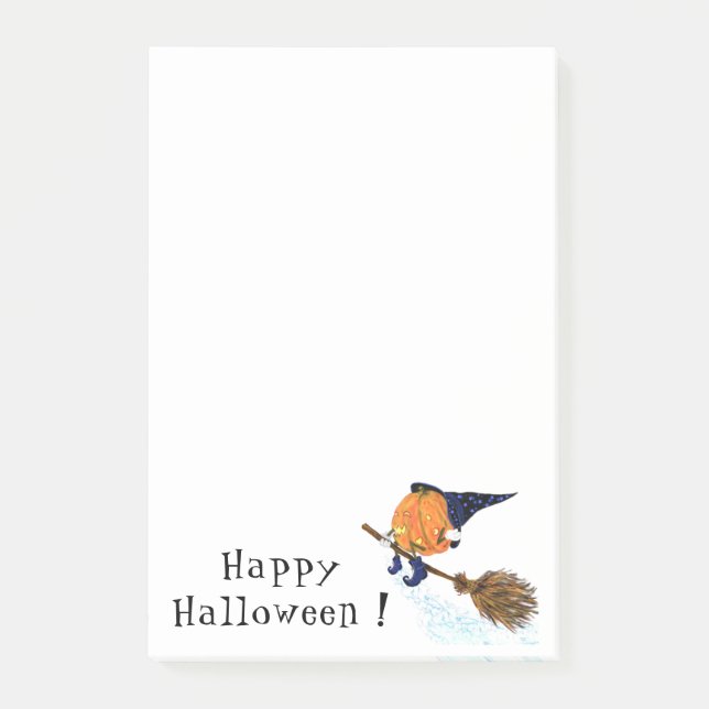 Bloco De Notas Notas do Halloween Witch Pumpkin Post-it® (Frente)