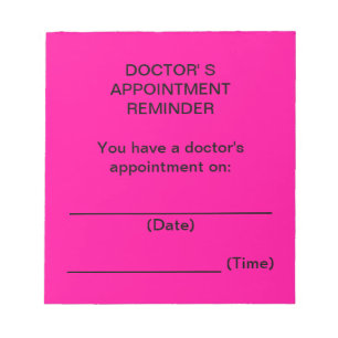 Bloco De Notas Notas do Lembrete de Compromisso do Médico (Rosa 
