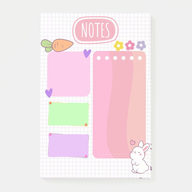 Bloco De Notas Notas do Pastel Kawaii rosa (Frente)