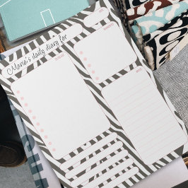 Bloco De Notas Notas do Planejador Diário Zebra Rosa e Lista de T