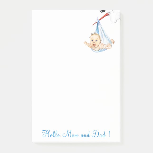 Bloco De Notas Notas do Post-it® do Bebê do Carregando Stork (Frente)