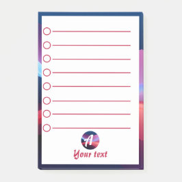 Bloco De Notas Notas do Posto inicial do abstrato púrpura azul es