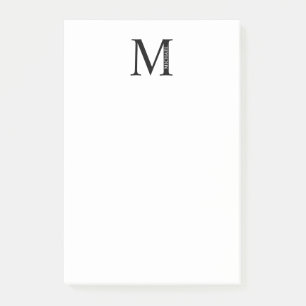 Bloco De Notas Notas do Posto Monograma Personalizado e Nome