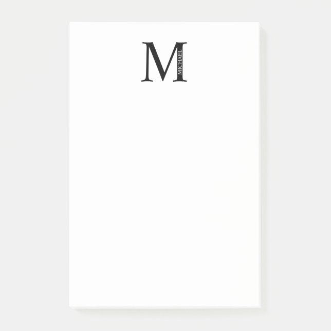 Bloco De Notas Notas do Posto Monograma Personalizado e Nome (Frente)