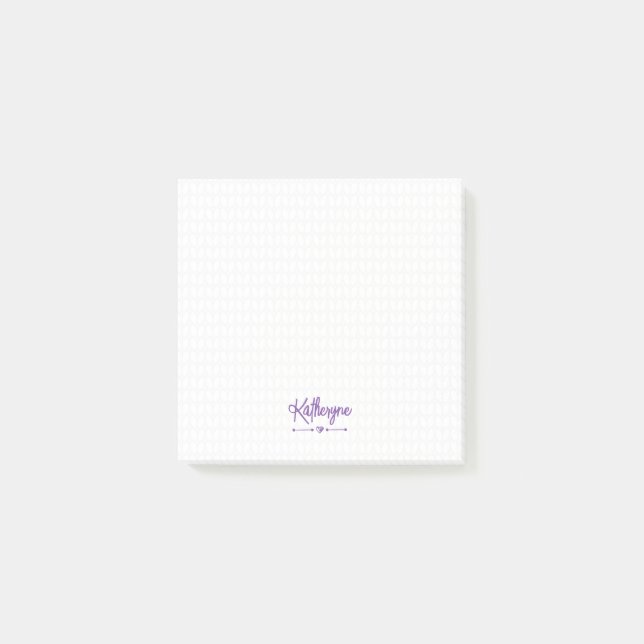 Bloco De Notas Notas do Posto Stitch do Knit Personalizado Roxo (Frente)