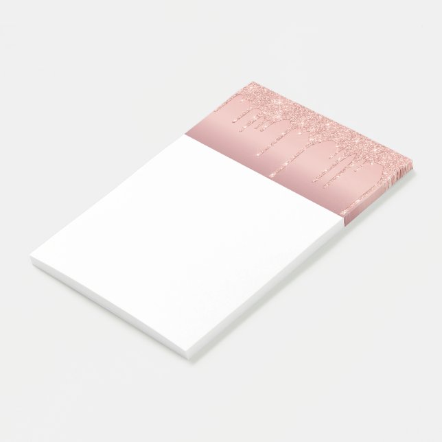 Bloco De Notas Notas do Rosa Dourado Glitter Post-it® (Inclinado)