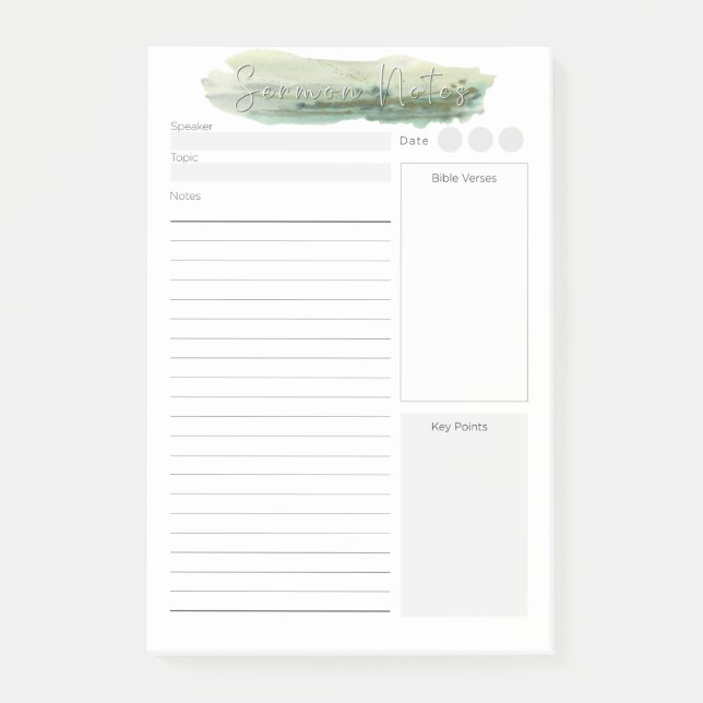Bloco De Notas Notas do Sermon Personalizado (Frente)